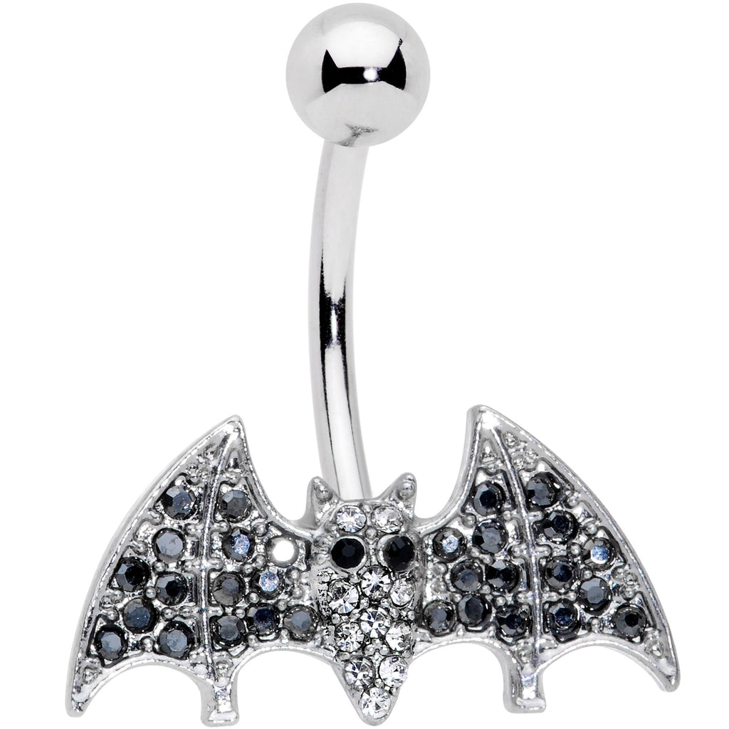 BodyCandy Clear Black Gem Bat Halloween Belly Ring — main product shot