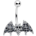 BodyCandy Clear Black Gem Bat Halloween Belly Ring — main product shot