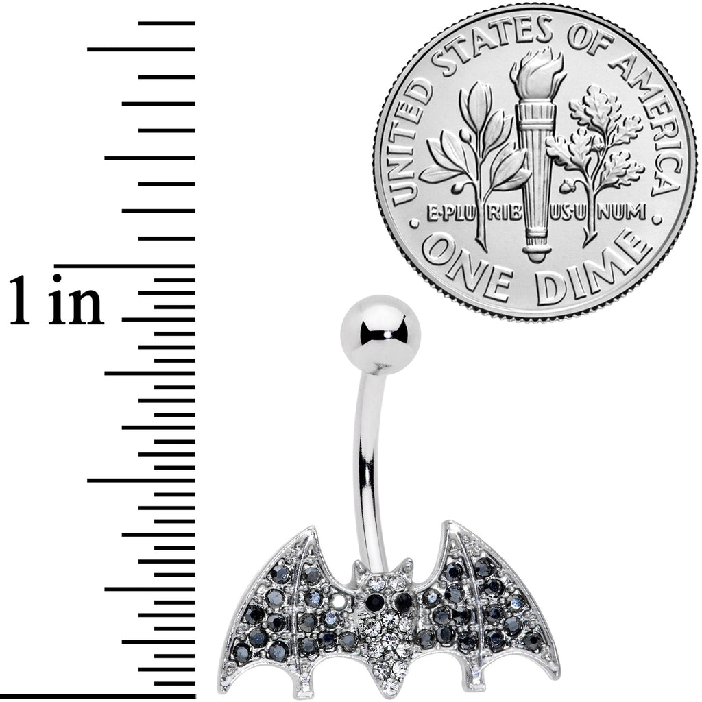 BodyCandy Clear Black Gem Bat Halloween Belly Ring — in-use photo