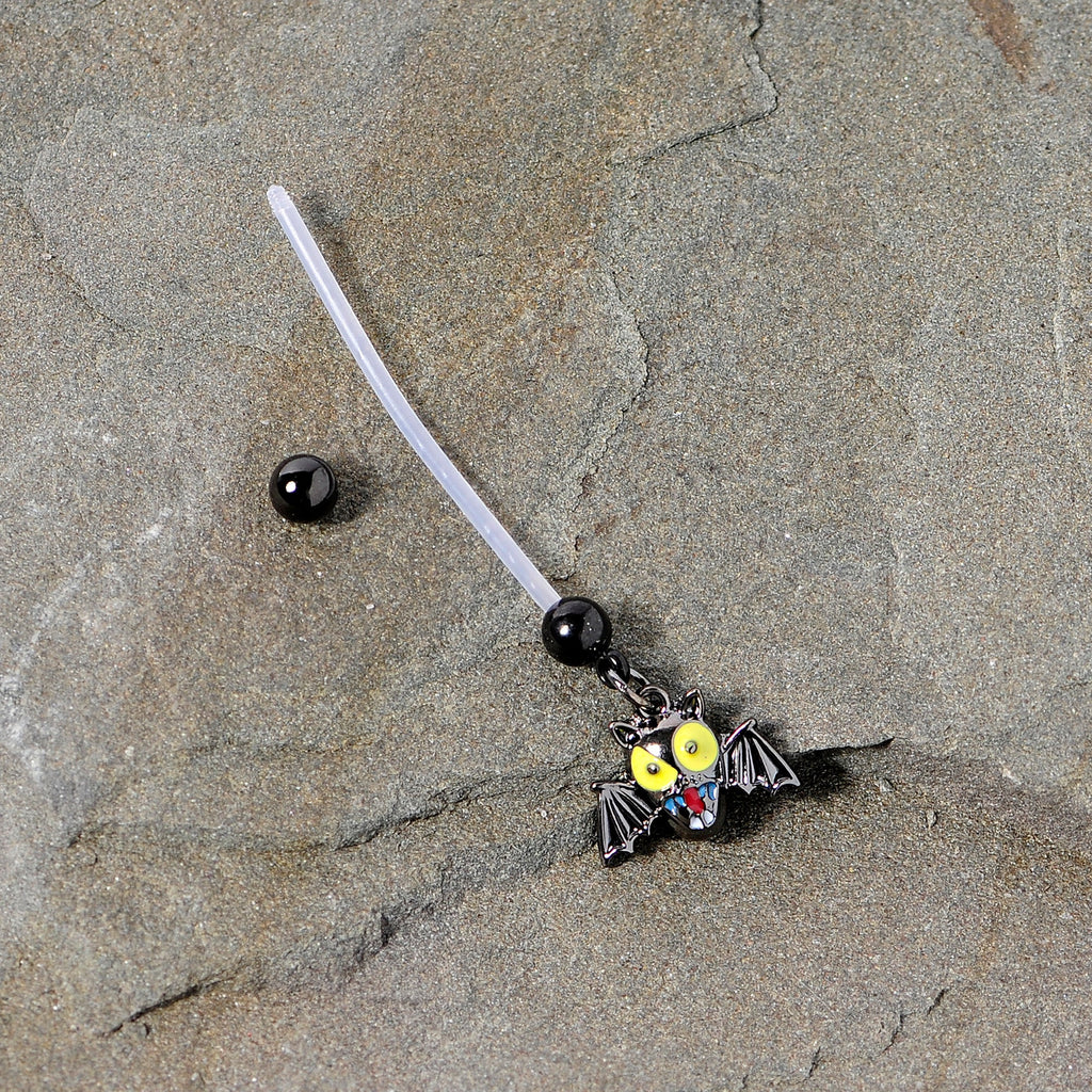 BodyCandy Gone Batty Scary Bat Halloween Dangle Pregnancy Belly Ring — side view