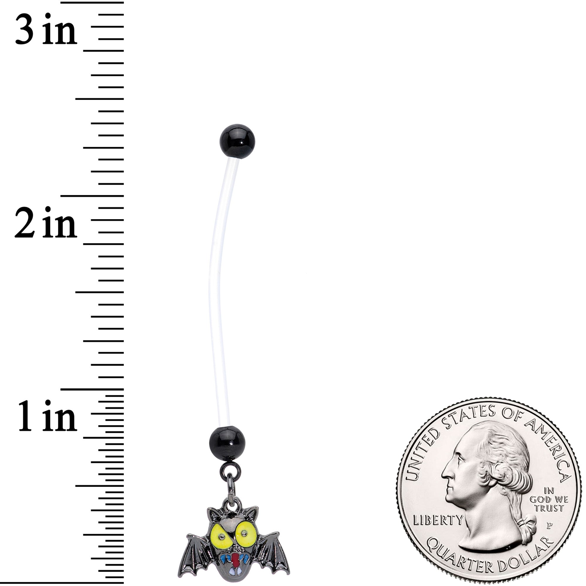 BodyCandy Gone Batty Scary Bat Halloween Dangle Pregnancy Belly Ring — alternative angle