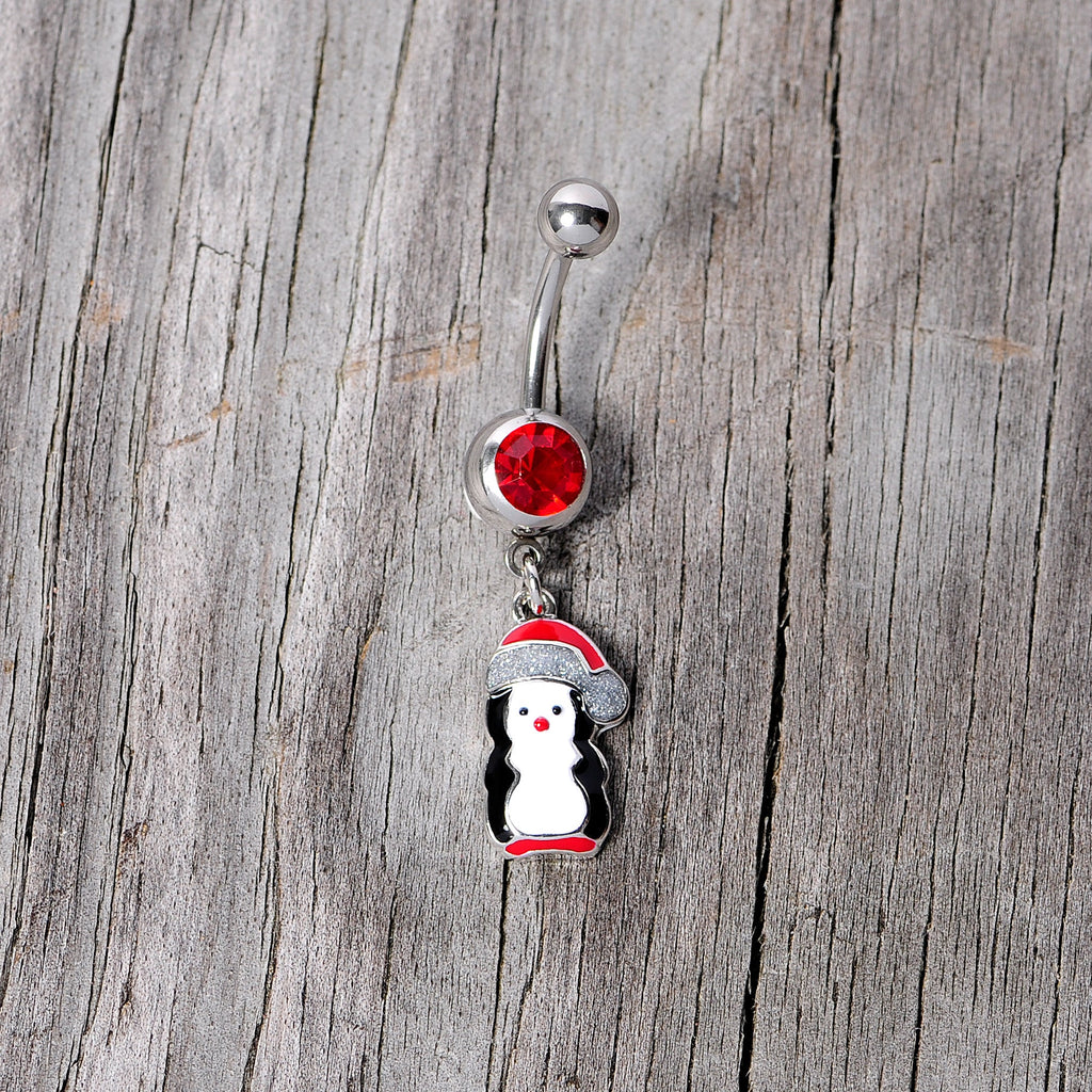 BodyCandy Red Gem Holiday Penguin Christmas Dangle Belly Ring — alternative angle