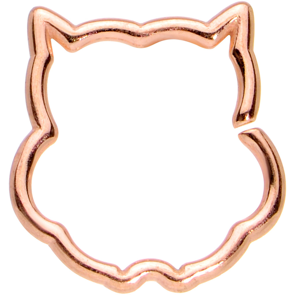 BodyCandy 16G 3/8 Rose Gold Tone Barn Owl Halloween Closure Ring — main product shot