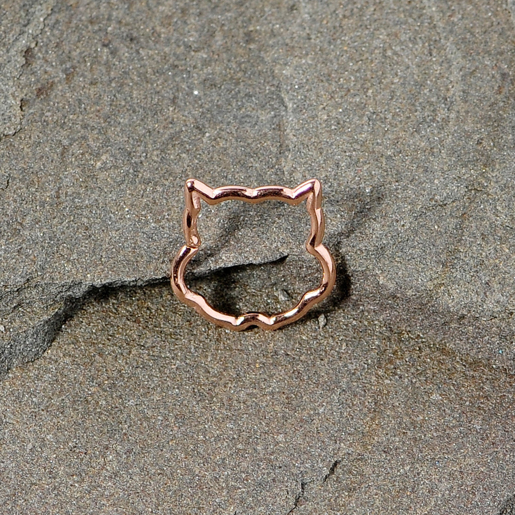 BodyCandy 16G 3/8 Rose Gold Tone Barn Owl Halloween Closure Ring — lifestyle context
