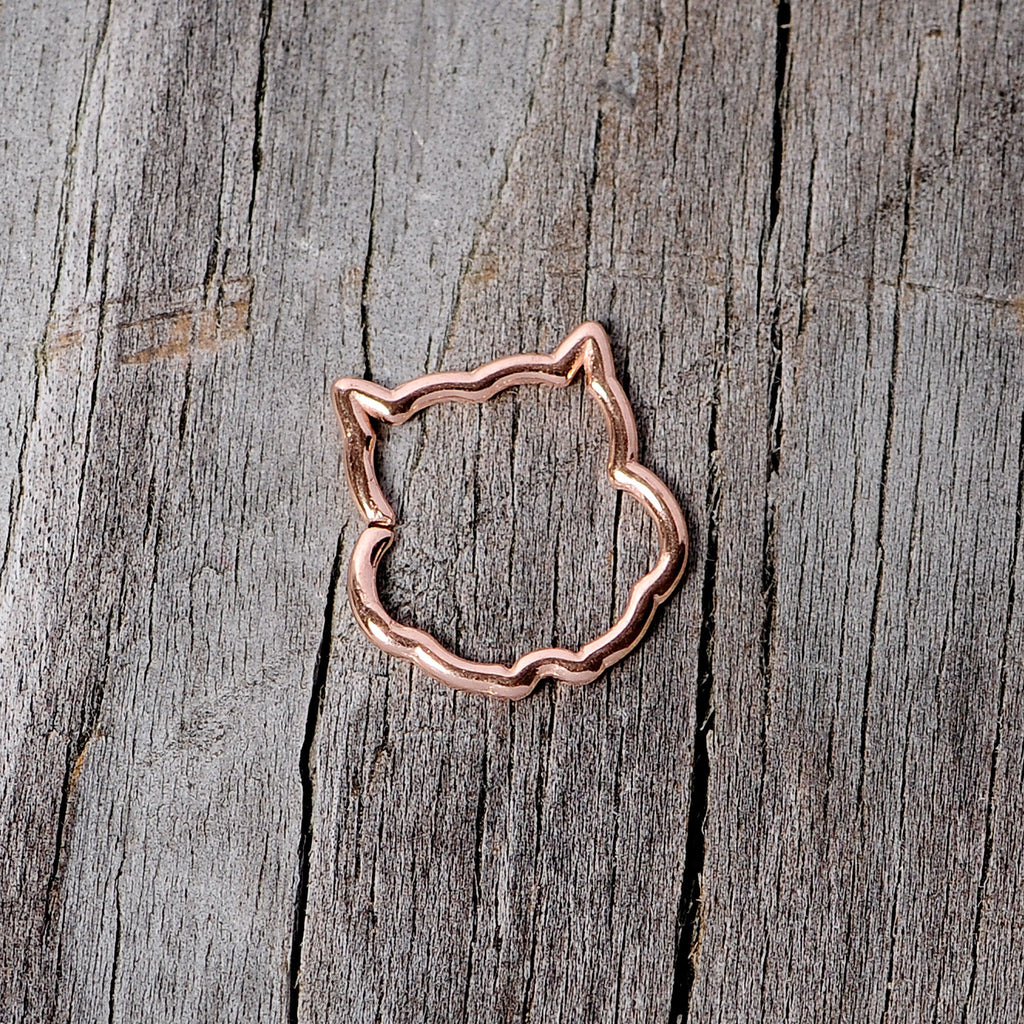 BodyCandy 16G 3/8 Rose Gold Tone Barn Owl Halloween Closure Ring — side view