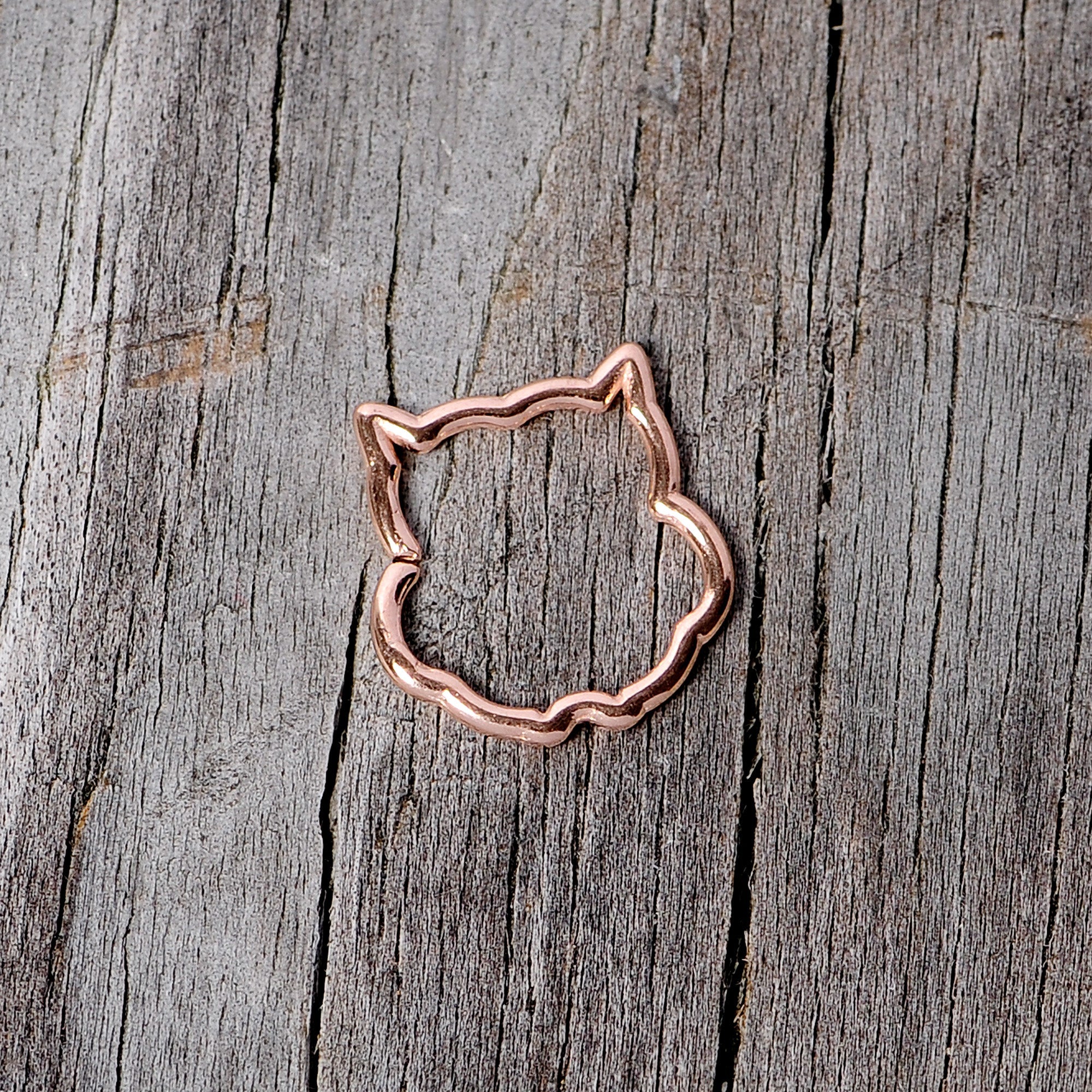 BodyCandy 16G 3/8 Rose Gold Tone Barn Owl Halloween Closure Ring — side view
