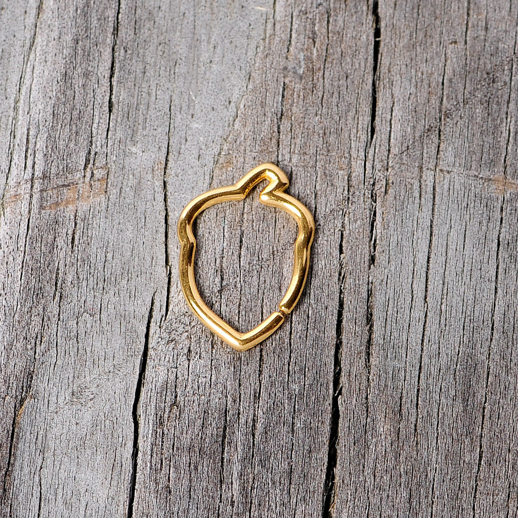 BodyCandy 16G 3/8 Gold Tone Autumn Acorn Closure Ring — side view