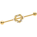 BodyCandy 14G Clear CZ Gem Gold Tone Ornate Heart Industrial Barbell 38mm — main product shot