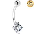 BodyCandy 16G Solid 14K White Gold CZ SQUARE SOLITAIRE Belly Ring — main product shot