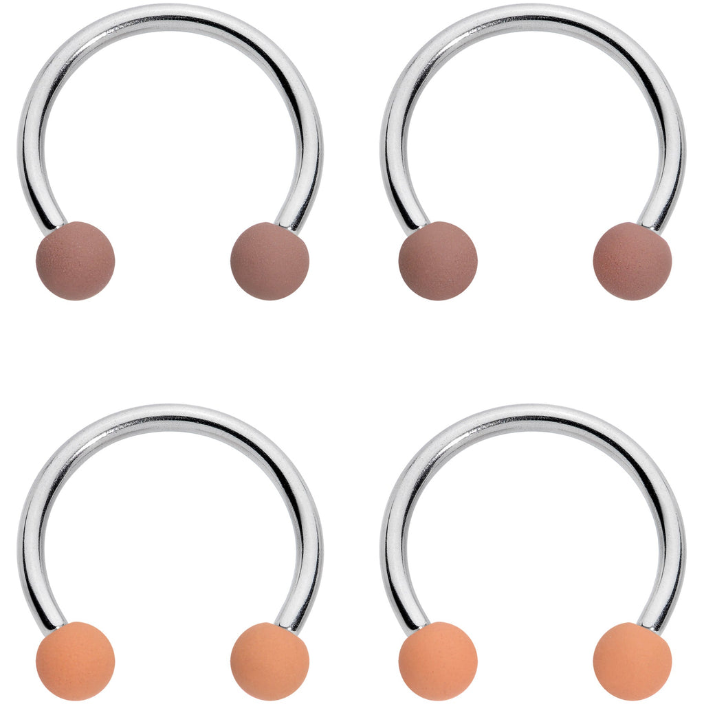BodyCandy 16G 3/8 Brown Tan Matte Horseshoe Circular Barbell Set of 4 — main product shot