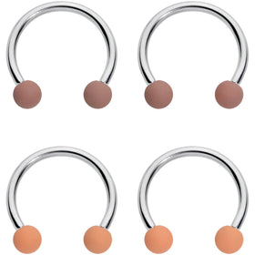 16G 3/8 Brown Tan Matte Horseshoe Circular Barbell Set of 4