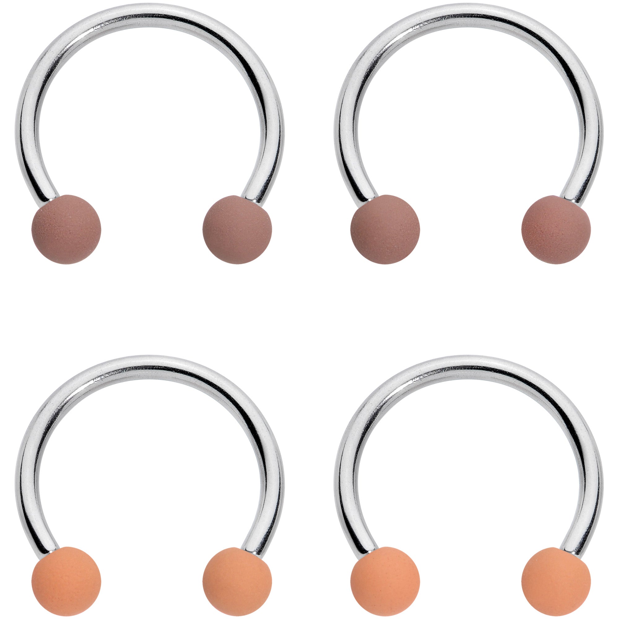 BodyCandy 16G 3/8 Brown Tan Matte Horseshoe Circular Barbell Set of 4 — main product shot