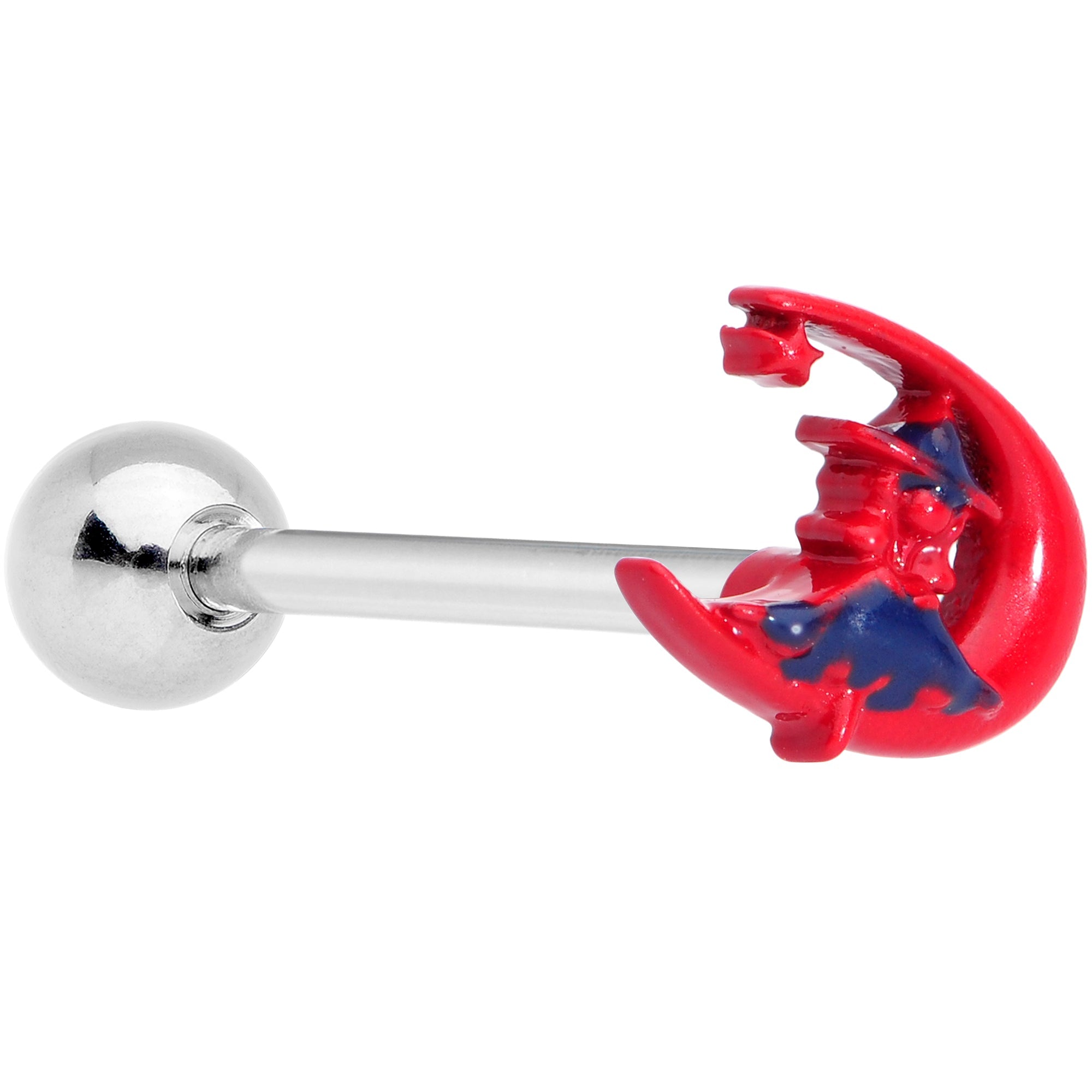 BodyCandy Red Blue Witch Moon Halloween Barbell Tongue Ring — main product shot