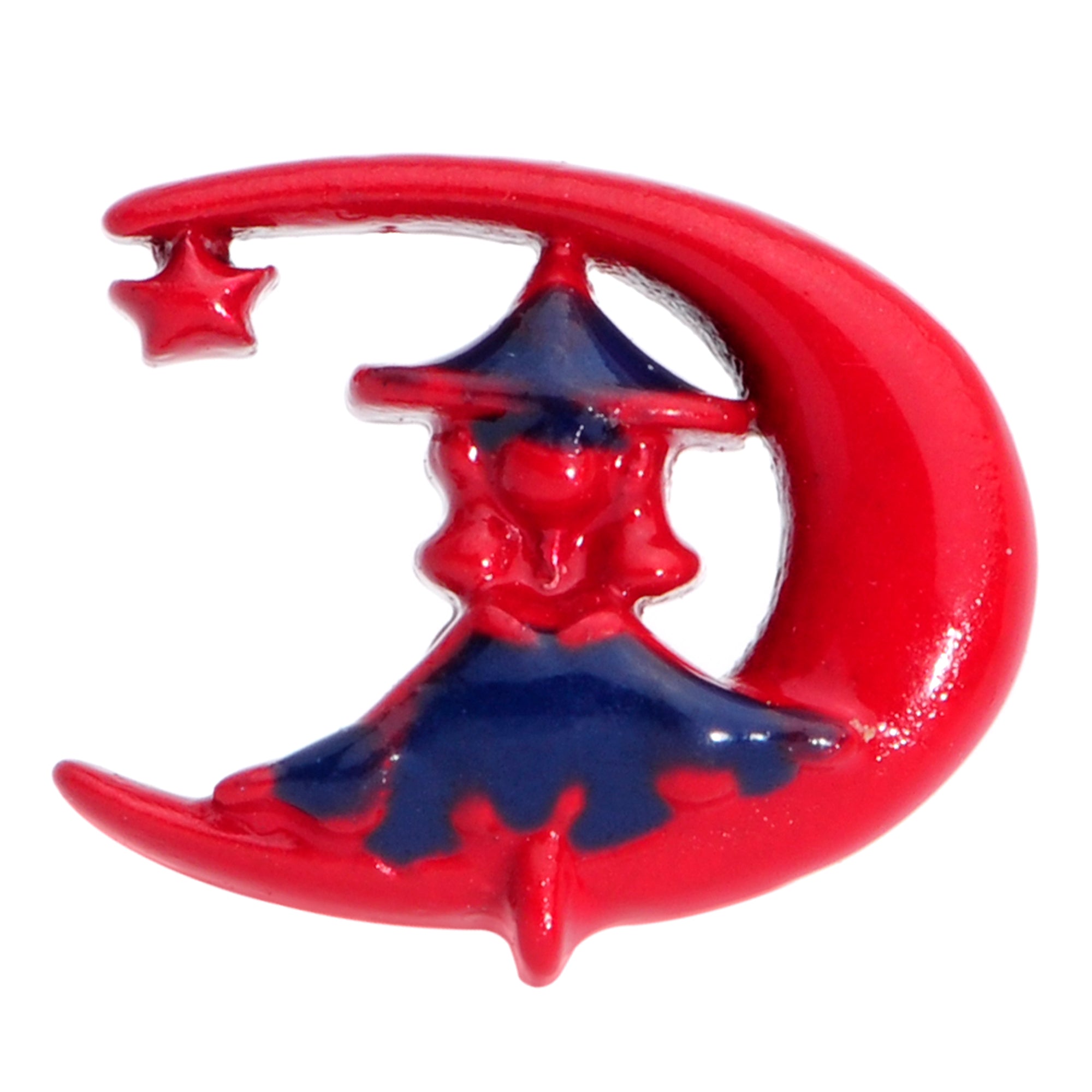 BodyCandy Red Blue Witch Moon Halloween Barbell Tongue Ring — detail close-up