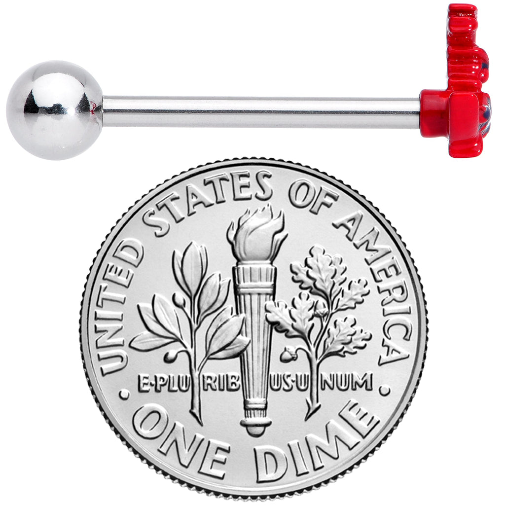 BodyCandy Red Blue Witch Moon Halloween Barbell Tongue Ring — side view