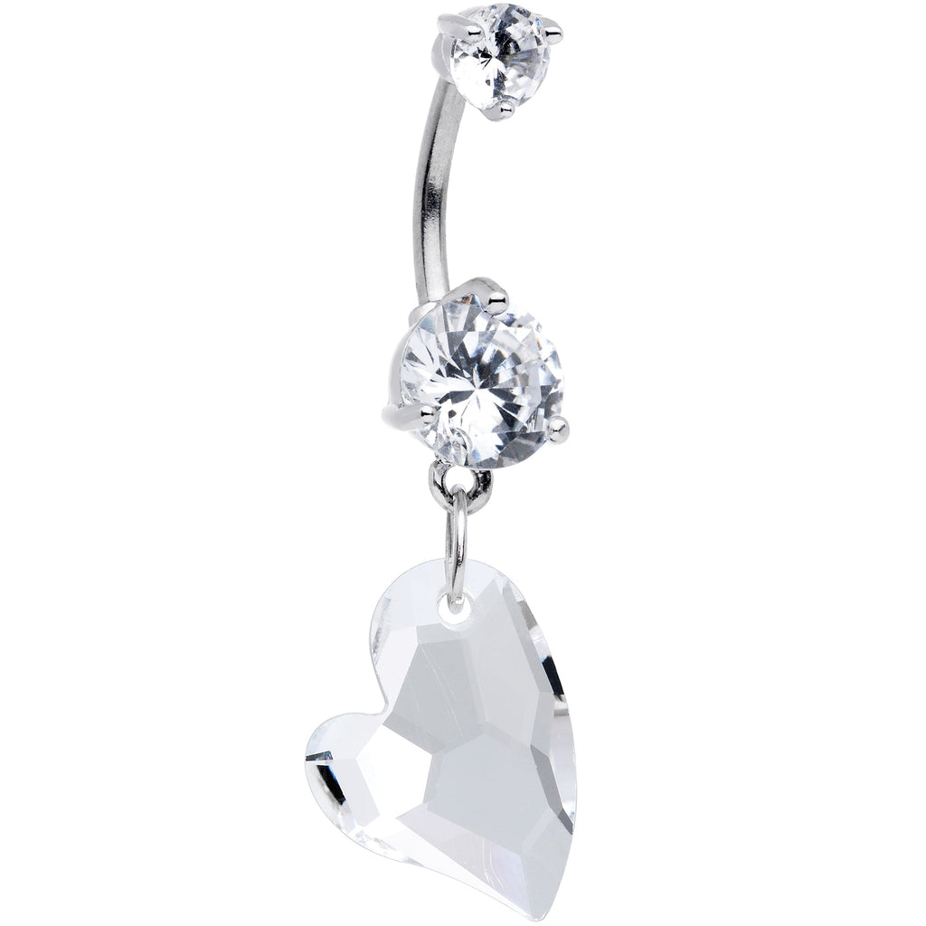 BodyCandy Clear Gem Stylized Heart Dangle Belly Ring — main product shot