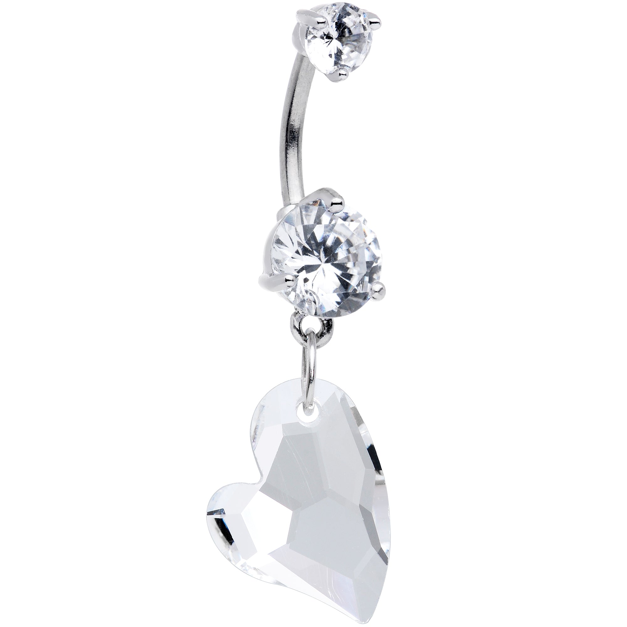 BodyCandy Clear Gem Stylized Heart Dangle Belly Ring — main product shot