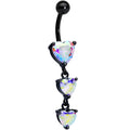 BodyCandy Aurora CZ Gem Black Triple Heart Dangle Belly Ring — main product shot