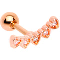 BodyCandy 16G 1/4 Clear CZ Gem Rose Gold Tone Five Heart Cartilage Tragus — main product shot
