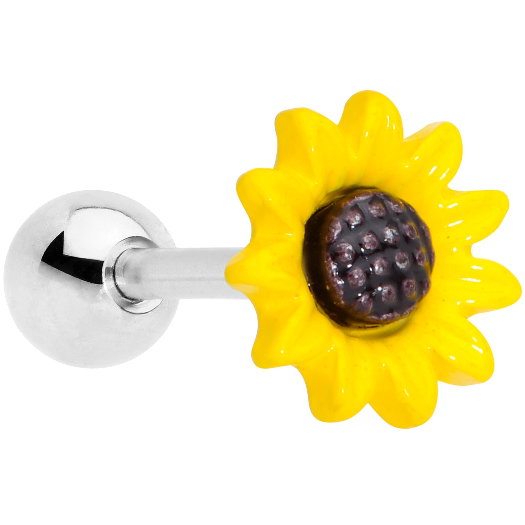 BodyCandy 16G 1/4 Yellow Sunflower Cartilage Tragus Earring — main product shot