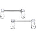BodyCandy 14G 9/16 Clear CZ Gem Punk Safety Pin Barbell Nipple Ring Set — main product shot