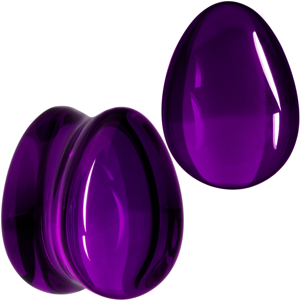 BodyCandy Solid Purple Glass Teardrop Plug Set — color detail
