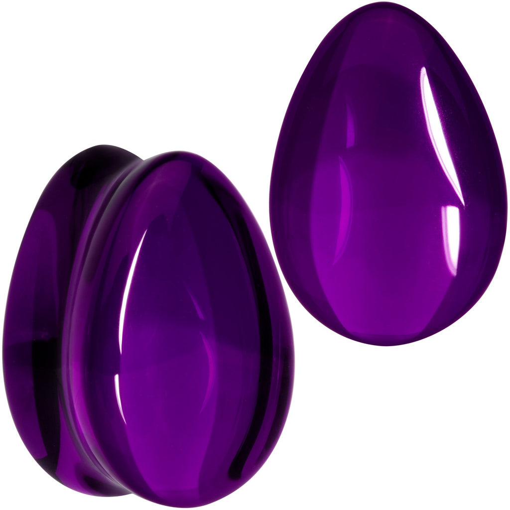 BodyCandy Solid Purple Glass Teardrop Plug Set — comparison shot