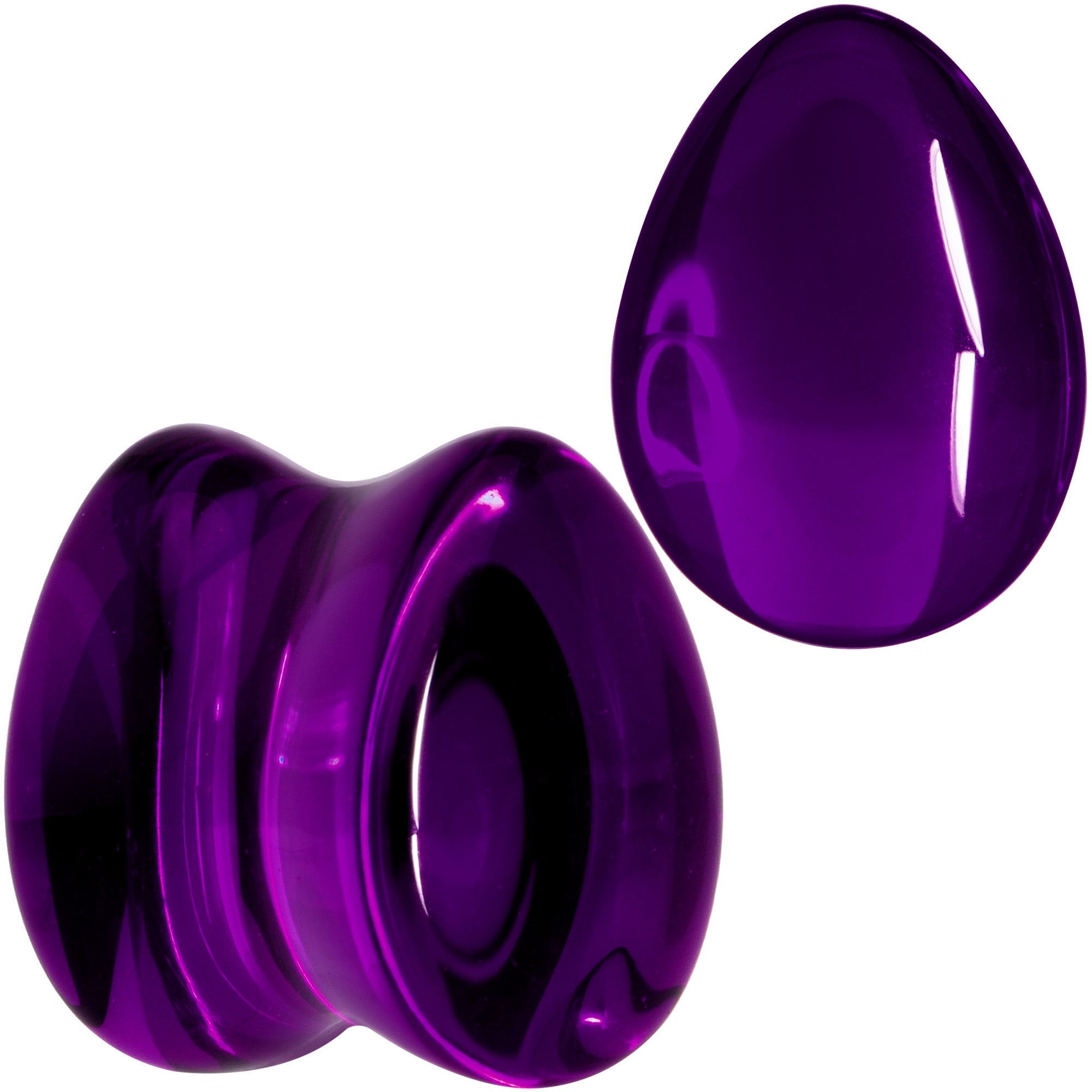 BodyCandy Solid Purple Glass Teardrop Plug Set — detail close-up