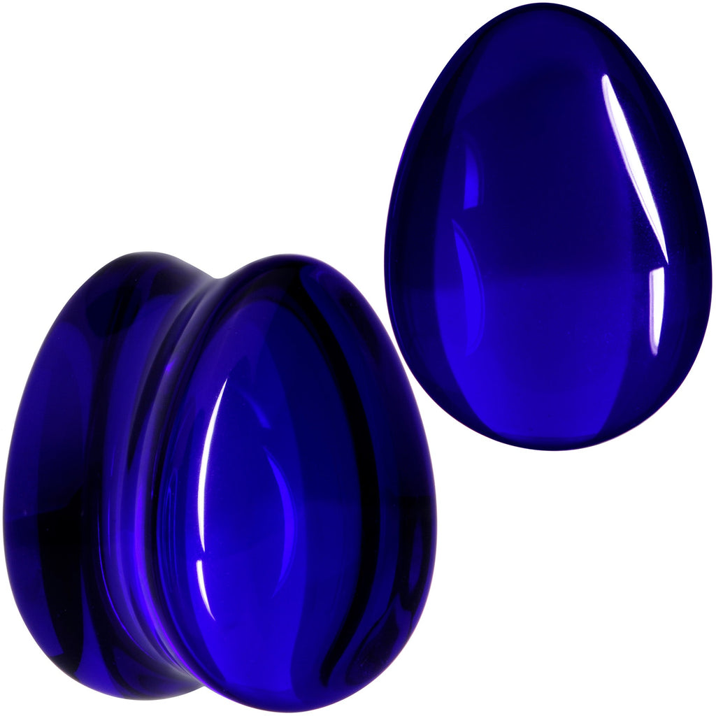 BodyCandy Solid Blue Glass Teardrop Plug Set — color detail