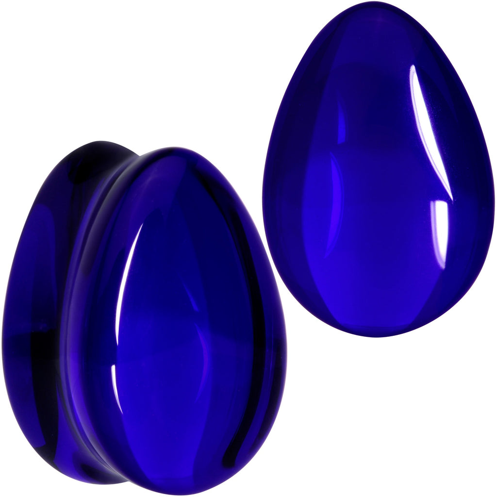 BodyCandy Solid Blue Glass Teardrop Plug Set — comparison shot