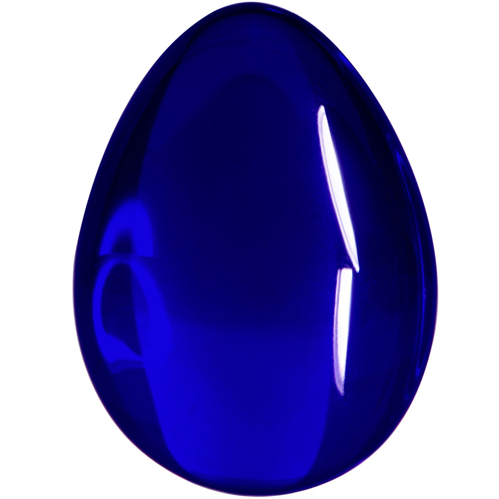 BodyCandy Solid Blue Glass Teardrop Plug Set — side view