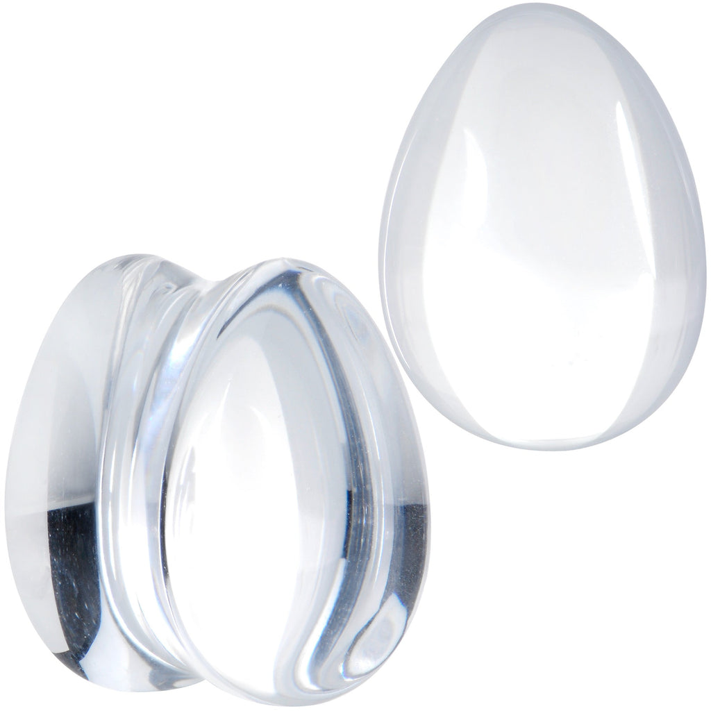 BodyCandy Solid Clear Glass Teardrop Plug Set — color detail