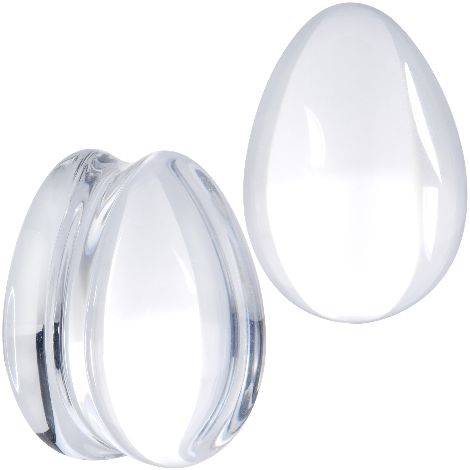 BodyCandy Solid Clear Glass Teardrop Plug Set — comparison shot