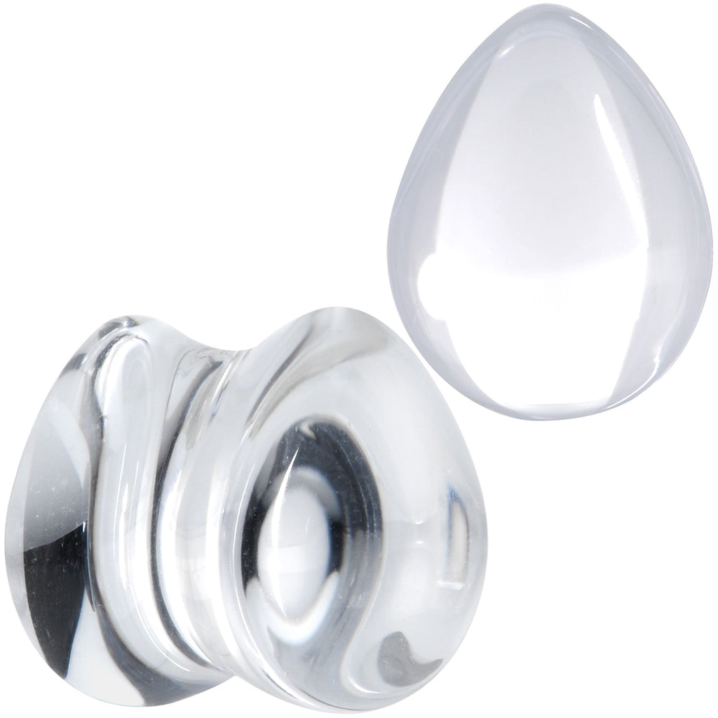 BodyCandy Solid Clear Glass Teardrop Plug Set — in-use photo