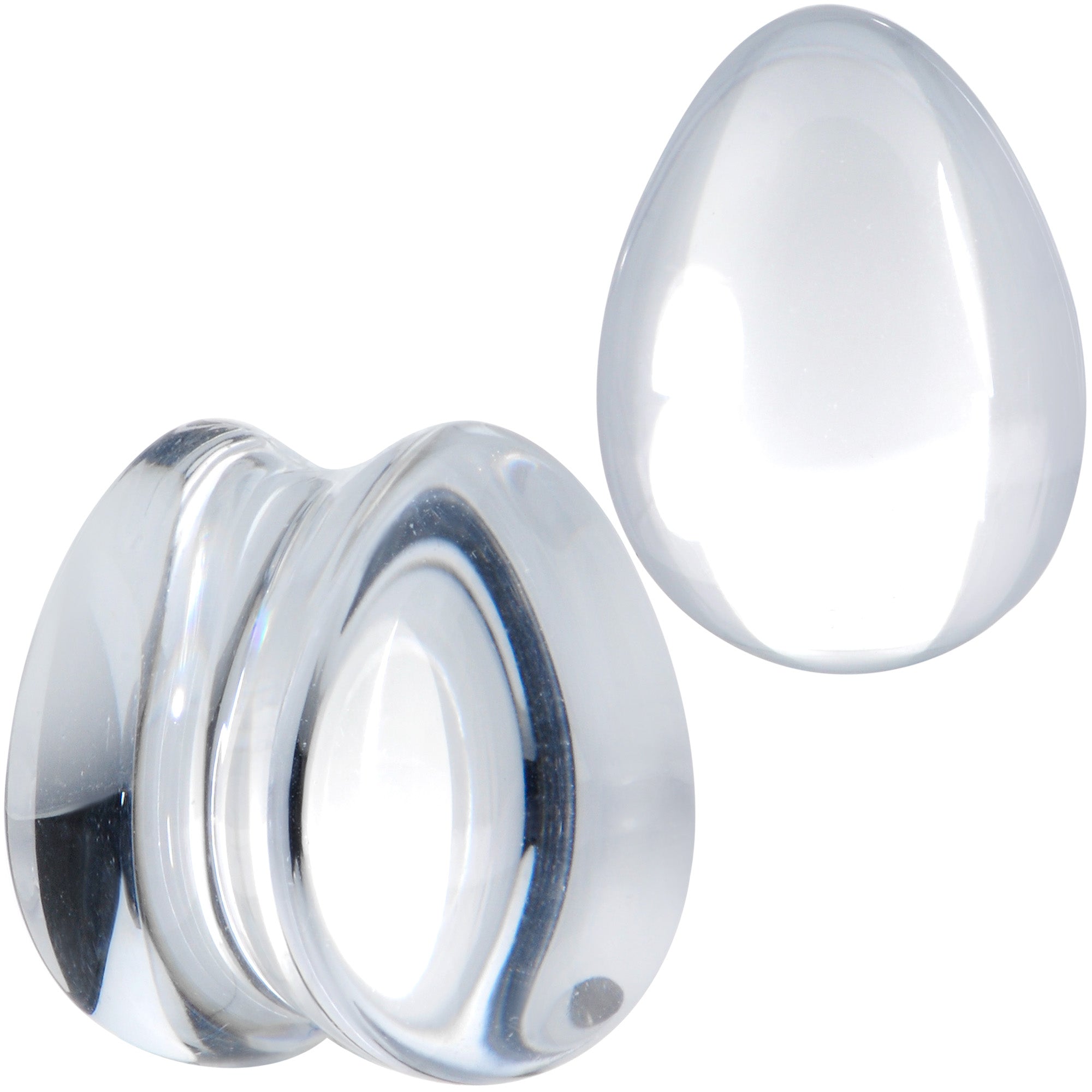 BodyCandy Solid Clear Glass Teardrop Plug Set — detail close-up