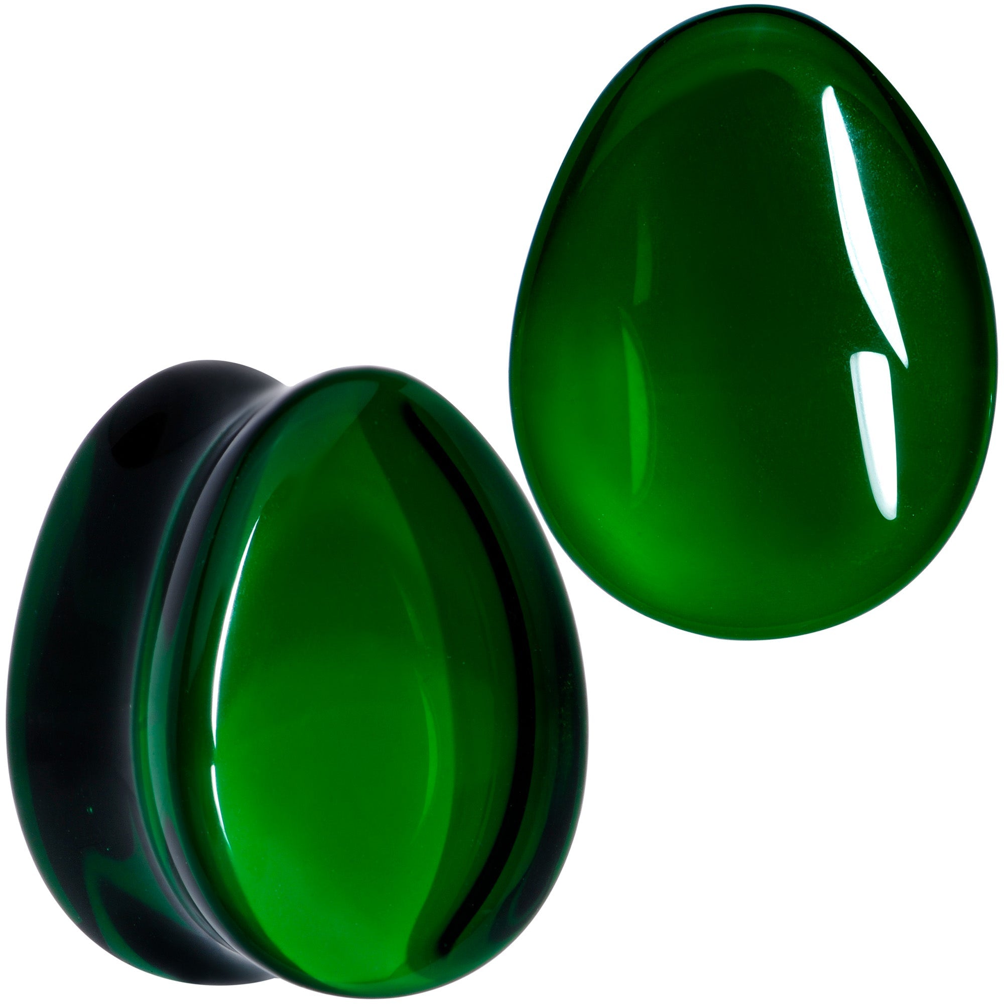 BodyCandy Solid Green Glass Teardrop Plug Set — packaging