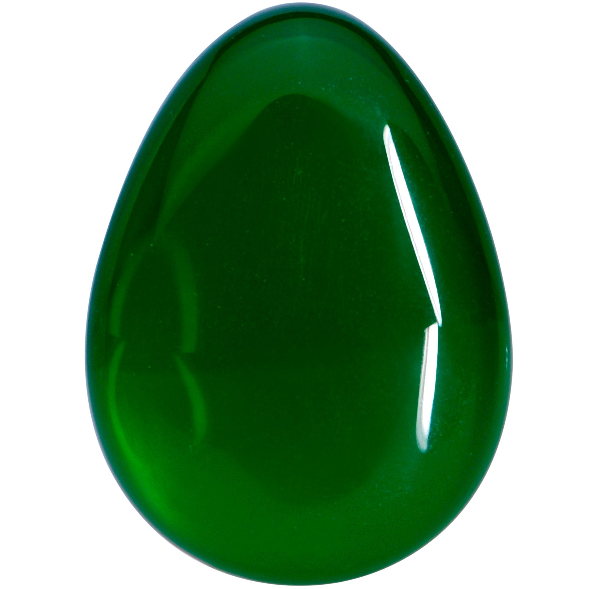 BodyCandy Solid Green Glass Teardrop Plug Set — side view