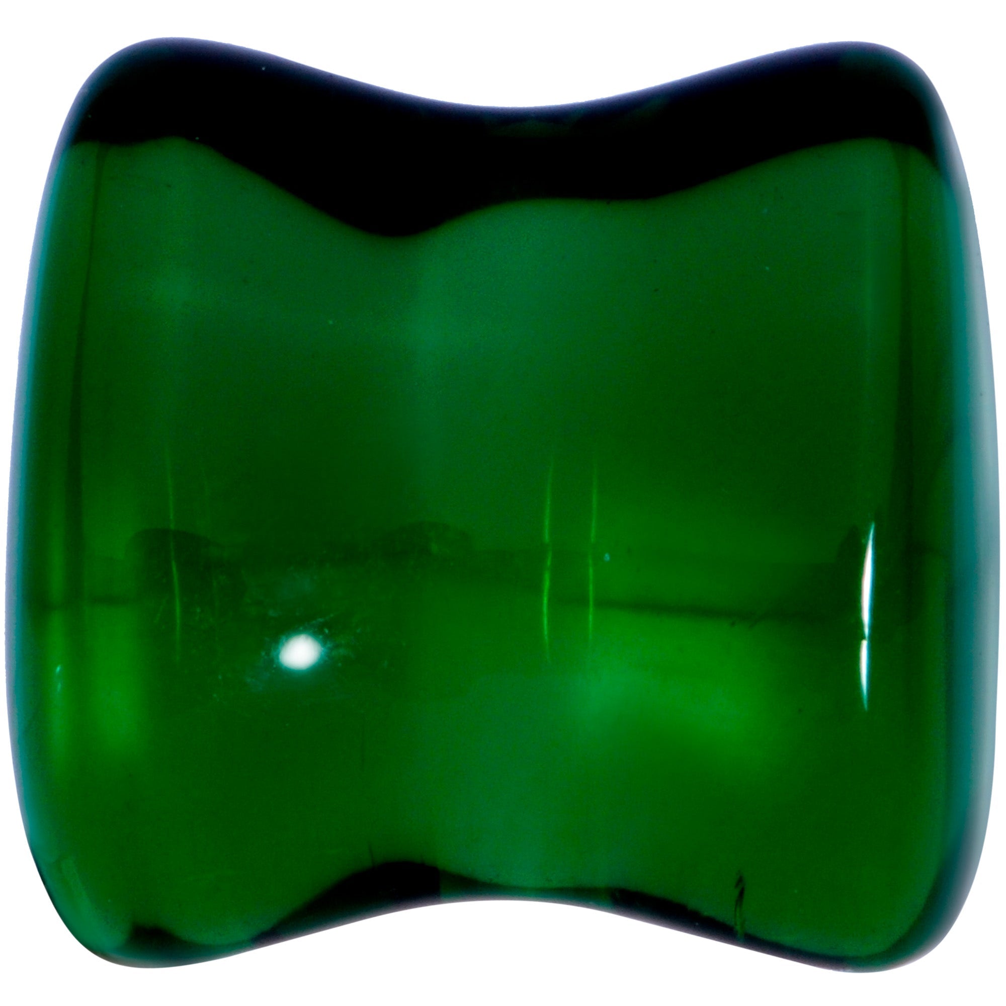 BodyCandy Solid Green Glass Teardrop Plug Set — back view