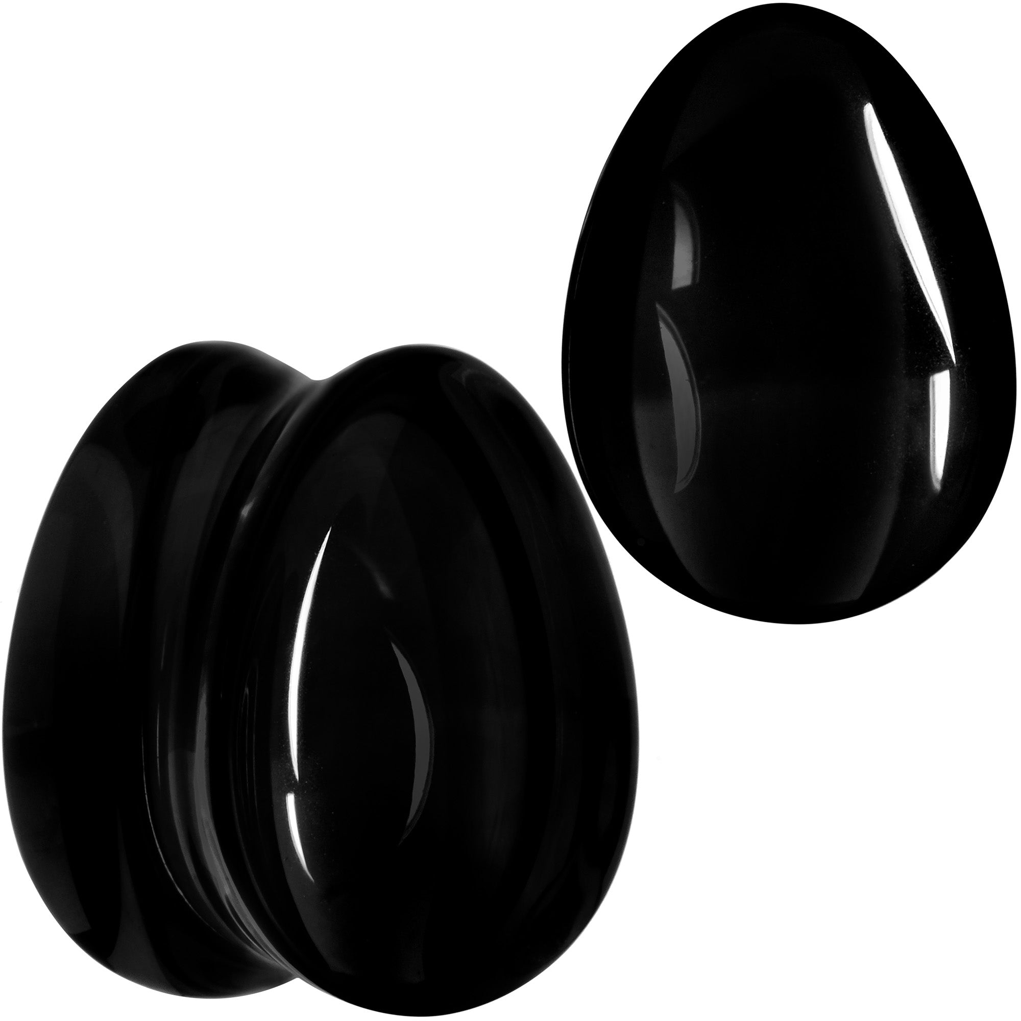 BodyCandy Solid Black Glass Teardrop Plug Set — color detail
