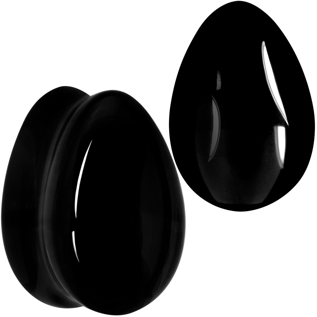 BodyCandy Solid Black Glass Teardrop Plug Set — comparison shot