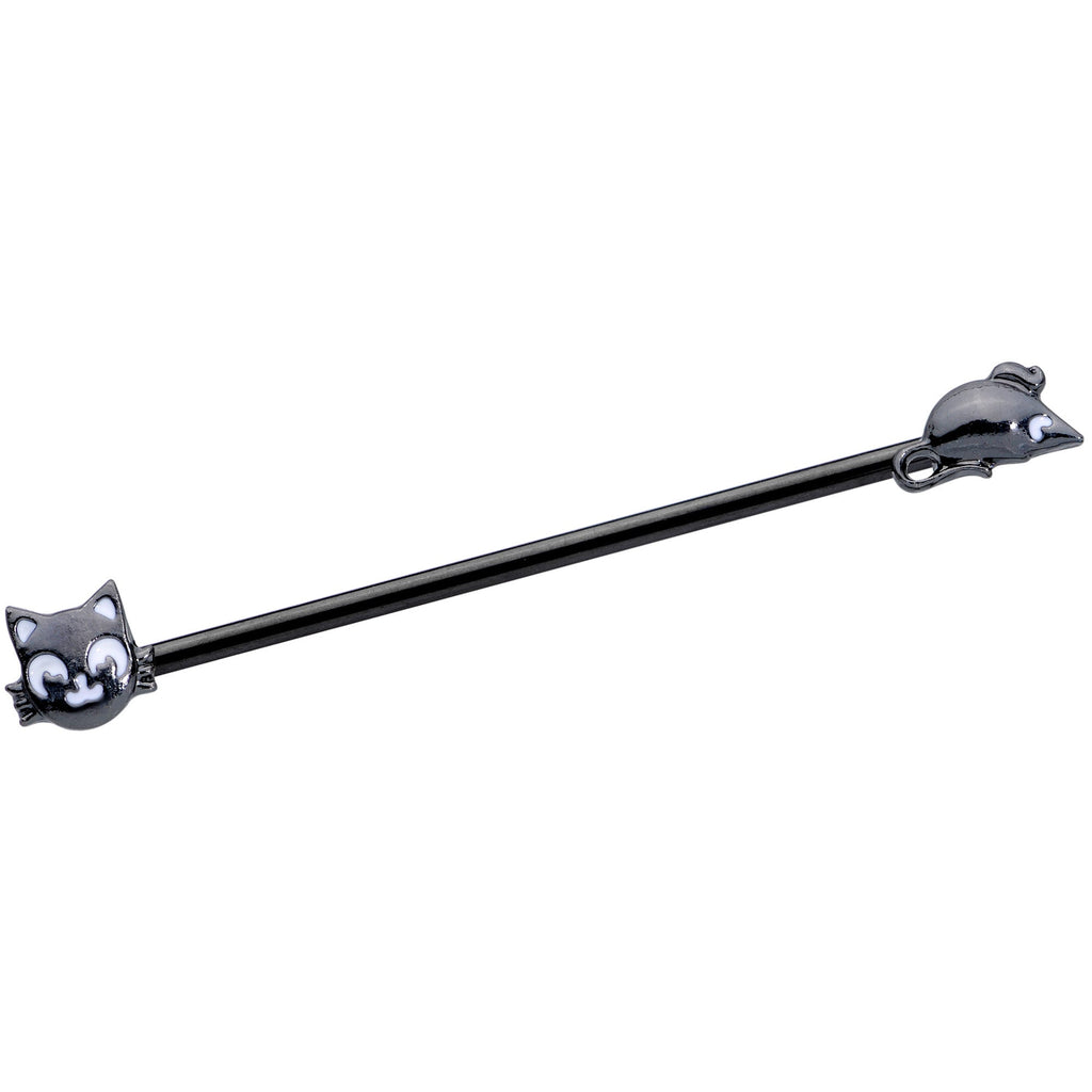 BodyCandy 14G Black Cat Mouse Halloween Industrial Barbell 38mm — main product shot