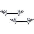 BodyCandy 14G 9/16 Clear Gem Black Bat Halloween Barbell Nipple Ring Set — main product shot