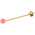 BodyCandy 14G Clear Black Gem Gold Tone Bee Floral Industrial Barbell 38mm — main product shot