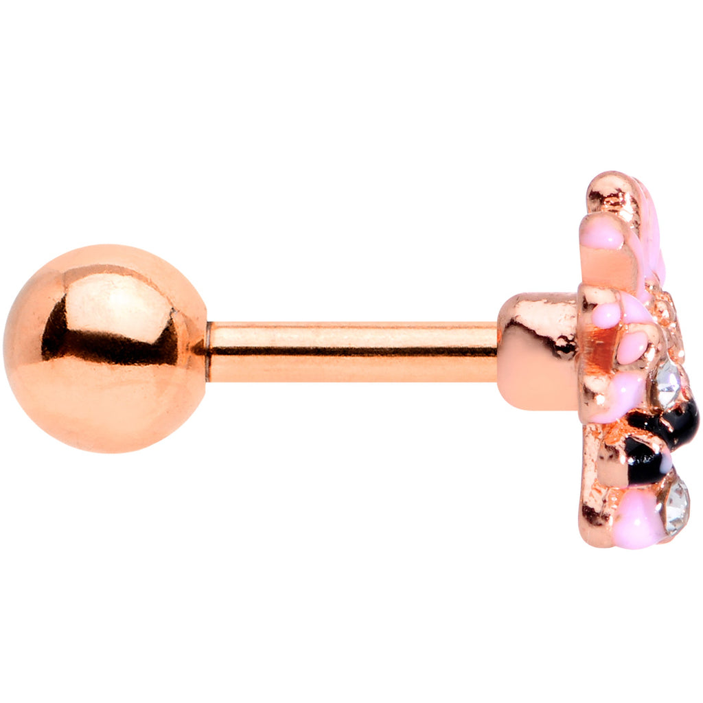 BodyCandy 16G 1/4 Clear Gem Rose Gold Tone Flower Bee Cartilage Tragus — lifestyle context