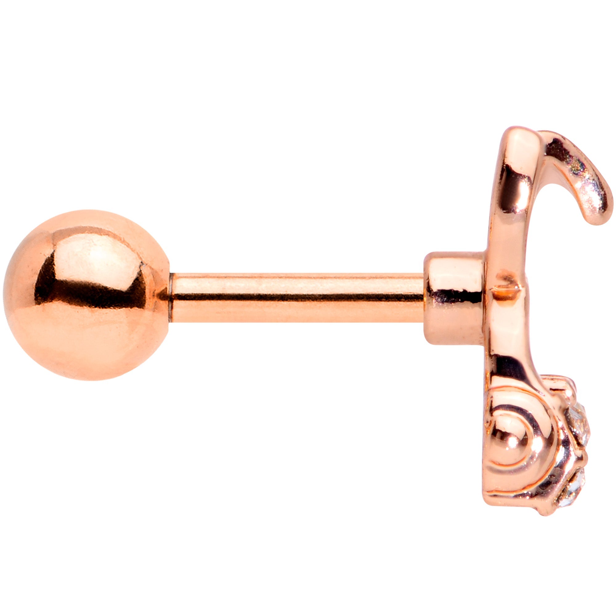 BodyCandy 16G 1/4 Clear Gem Rose Gold Tone Bunny Headphone Cartilage Tragus — lifestyle context