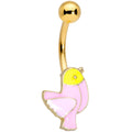 BodyCandy Gold Tone Pink Yellow Chick Bird Belly Ring — main product shot