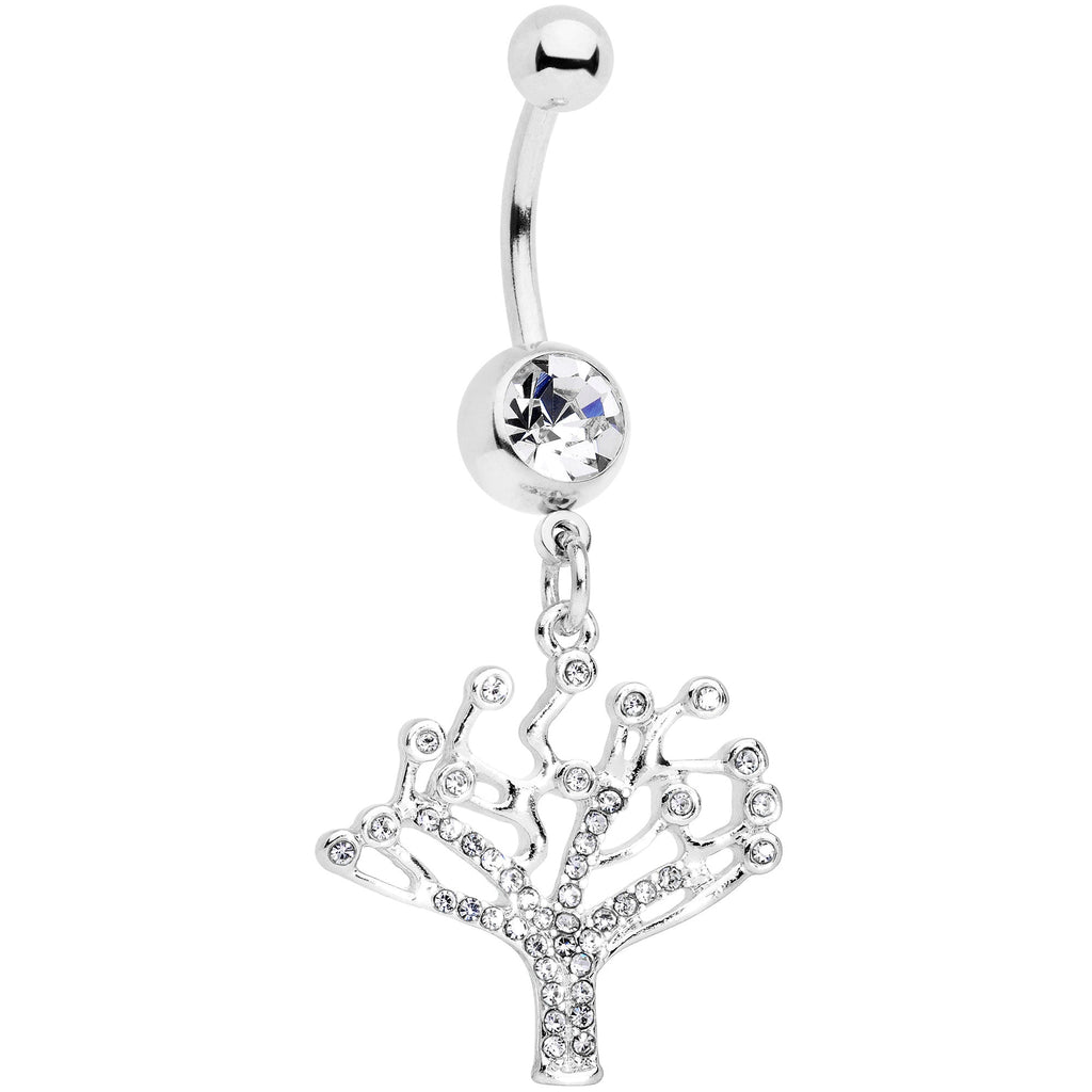 BodyCandy Clear CZ Gem Angular Tree of Life Dangle Belly Ring — main product shot