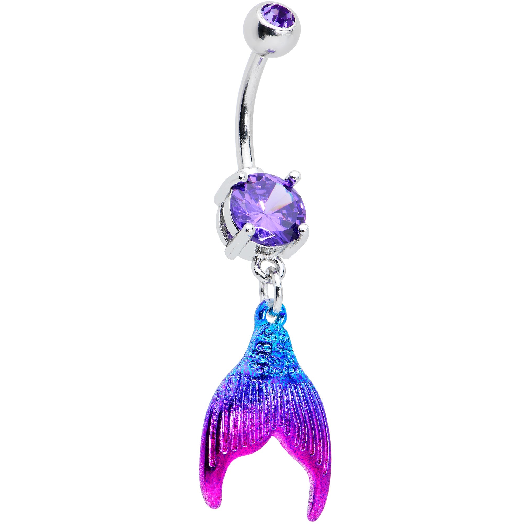 BodyCandy Purple Gem Aqua Pink Mermaid Scale Tail Dangle Belly Ring — main product shot