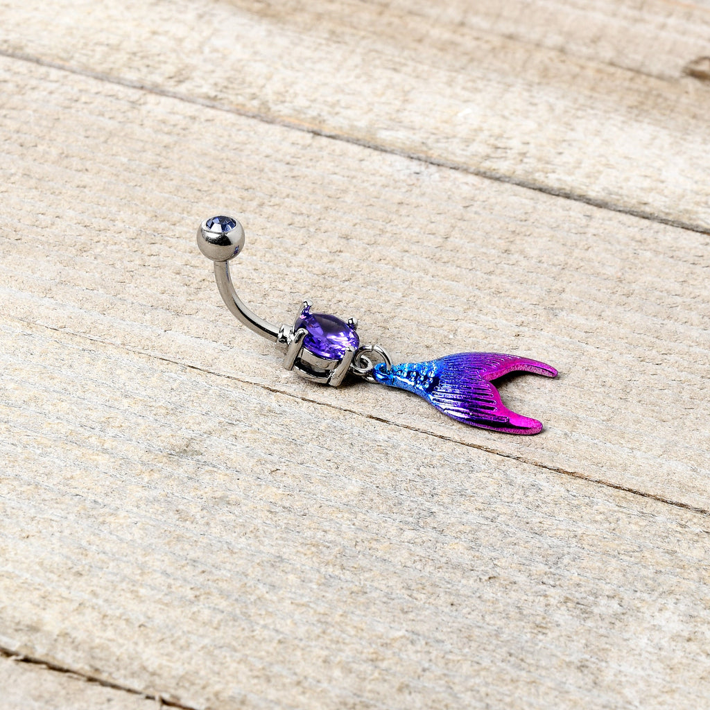 BodyCandy Purple Gem Aqua Pink Mermaid Scale Tail Dangle Belly Ring — alternative angle