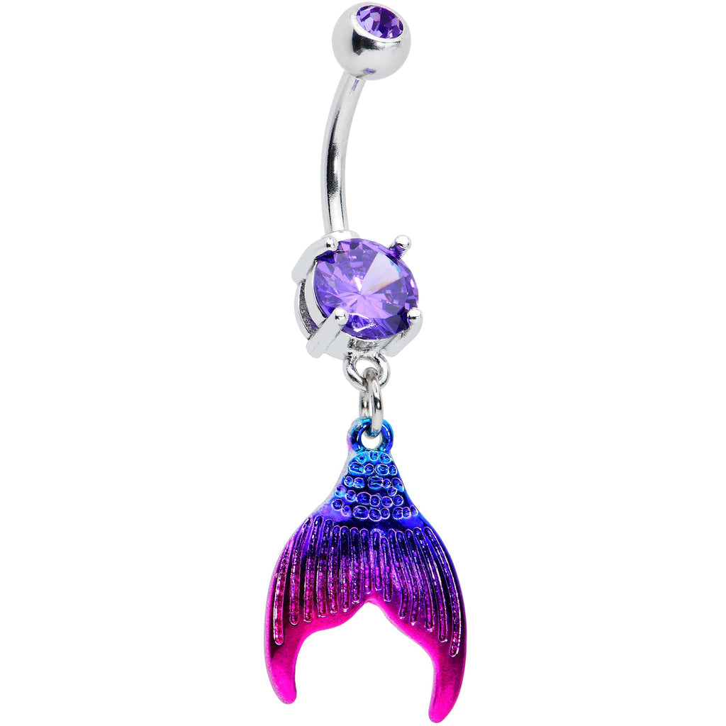BodyCandy Purple Gem Aqua Pink Mermaid Scale Tail Dangle Belly Ring — size reference
